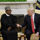 Nigerian President Muhammadu Buhari with President Donald Trump in the Oval Office of the White House on April 30, 2018, in Washington, D.C.
